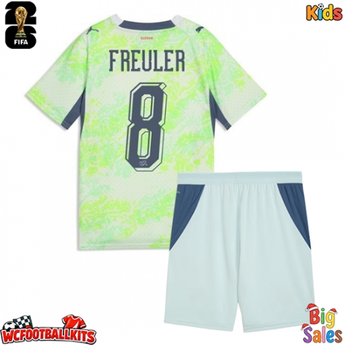Switzerland Remo Freuler #8 Replica Away Stadium Kit for Kids World Cup 2026 Short Sleeve (+ pants)